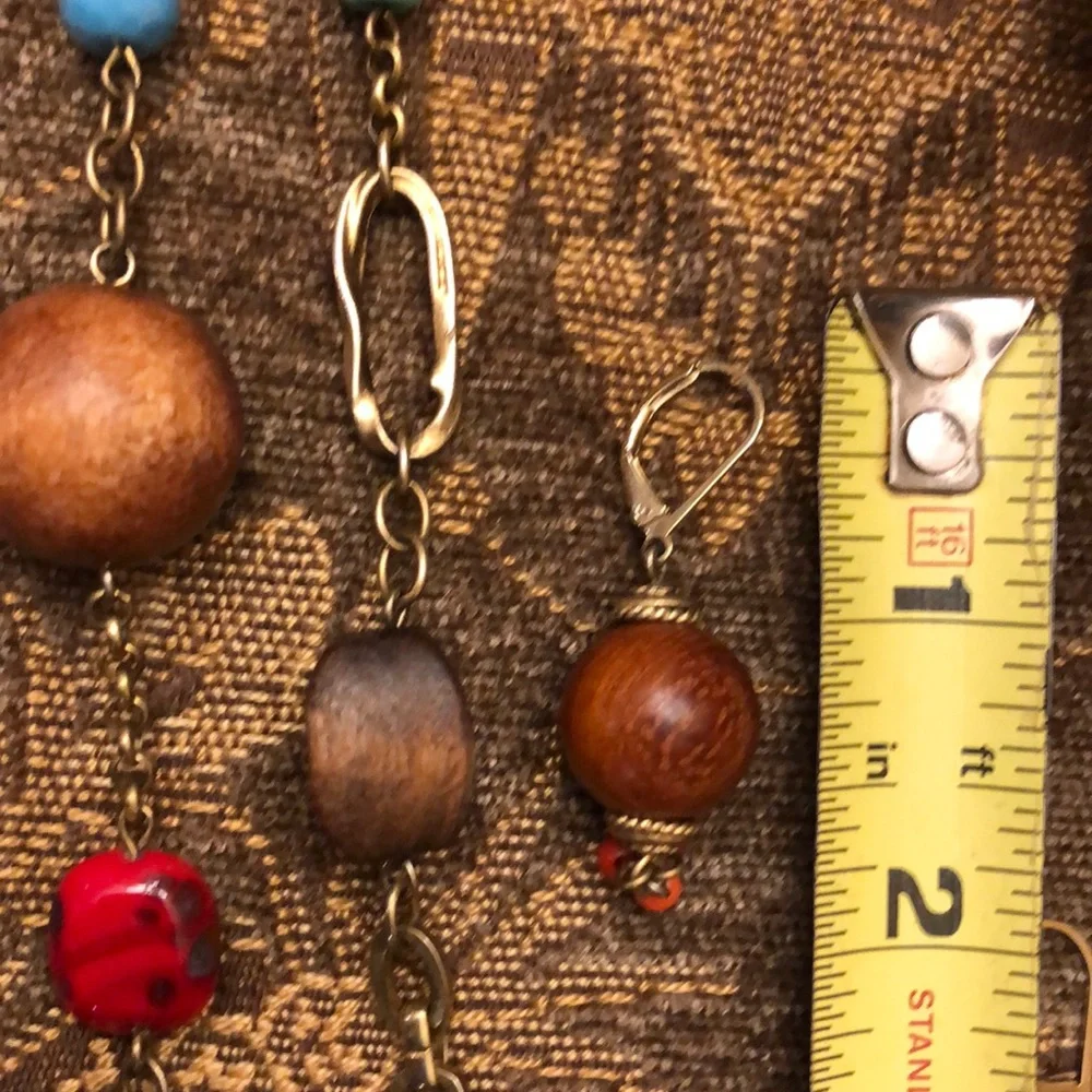 Multi colored beads on a Gold  chain w/ earrings
